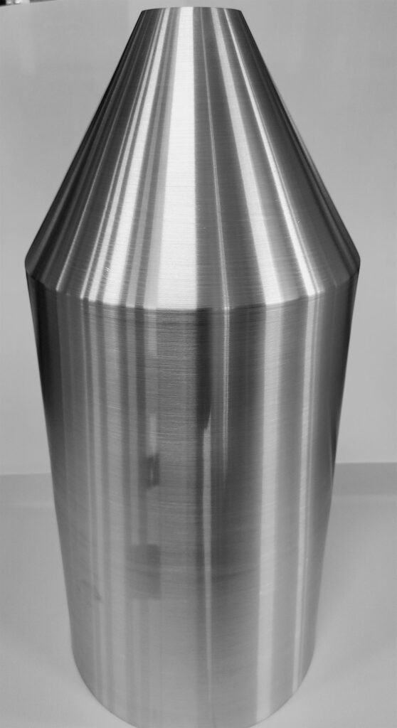 Cylinder with cone. Aluminium. extensive forming. No welding. No sanding.